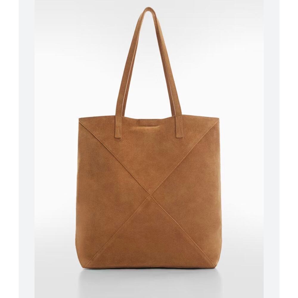 MANGO SUEDE LEATHER SHOPPING BAG